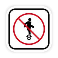 icono de silueta negra de restricción de hoverboard. pictograma de prohibición de giroscooter eléctrico. símbolo de parada roja del scooter giroscópico. no se permite el letrero de hoverboard. hoverboard prohibir. ilustración vectorial aislada. vector