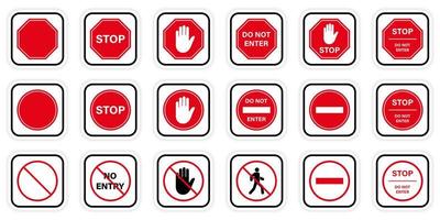 Do Not Enter Red Circle Symbol. Caution No Allowed Entry Stop Road Sign. Entrance Prohibited. Warning Palm Hand Ban Access Silhouette Icon. Forbidden Traffic Pictogram. Isolated Vector Illustration.