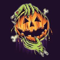 Halloween Pumpkin In Zombie Hands vector
