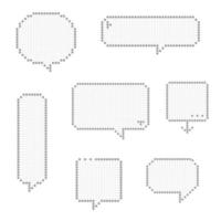 collection set of retro game 8 bit line pixel speech bubble balloon black and white color, flat design vector illustration