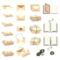 Envelopes and diaries set vector illustration isolated on white background