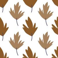 Brown leaf seamless pattern vector illustration on white background
