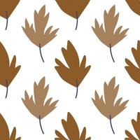 Brown leaf seamless pattern vector illustration on white background