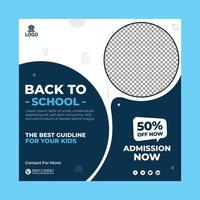 School education admission social media post and back to school web banner template design vector