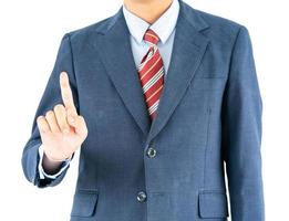 Male wearing blue in suit reaching hand out with clipping path photo