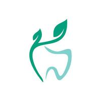 Natural dental vector logo design. Tooth and leaf icon logo design.