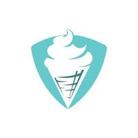 Ice cream in the waffle cone logo. Ice cream cone vector icon.