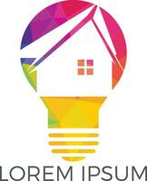 Smart house logo design. Light bulb with house logo. Concept for smart intellectual house. vector