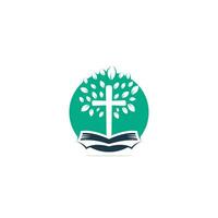 diseño del logotipo de la iglesia del árbol cruzado de la biblia. vector