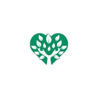 Creative green hand tree and heart logo design. Natural products logo. Cosmetics icon. Spa logo. Beauty salon or yoga logo. vector