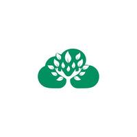 árbol de mano verde creativo y diseño de logotipo de nube. logotipo de productos naturales. icono de cosméticos. logotipo de balneario. logotipo de salón de belleza o yoga. vector