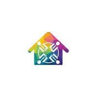 Community home logo design. House and people vector icon.