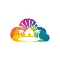 diseño del logo de la casa de playa. diseño del logotipo del resort de playa. vector