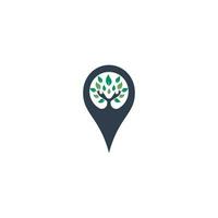 Hand tree and GPS pin logo design. Spa and Salon or Health Center Locator. vector