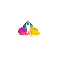 Cloud yoga logo vector with concept style.