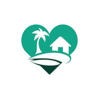 Beach Love Logo Design. Beach Resort Logo Design. vector