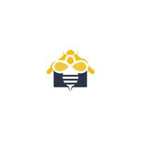 House bee logo icon design. Concept for honey package design. vector