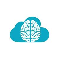 Cloud brain logo design vector icon. Digital brain logo.