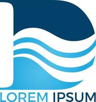 diseño del logotipo de la onda de agua de la letra d. Diseño inicial de letra d de identidad corporativa con agua azul. vector