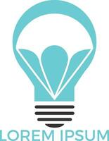 Parachute and light bulb logo design. Delivery air balloon symbol. Business corporate vector icon.