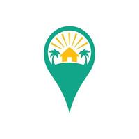 GPS beach sign vector logo design. GPS and beach resort icon logo design.