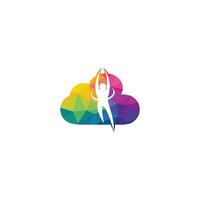 vector de logotipo de yoga en la nube con estilo conceptual.