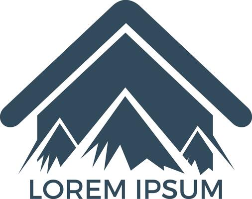 Mountain House Logo Design. Logo abstract roof with mountain shape design.