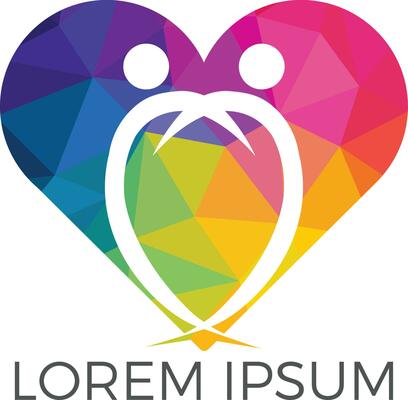 Friendship heart shape bonding together organic people logo. Concept of family and community people unity, love and solidarity social network.
