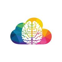 Cloud brain logo design vector icon. Digital brain logo.