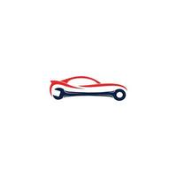 Car abstract vector logo design concept. Auto service icon with wrench. Car repair and auto parts theme.