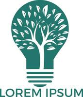 Abstract bulb lamp with tree logo design. Nature idea innovation symbol. ecology, growth, development concept. vector