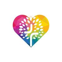 Abstract heart and tree religious cross symbol icon vector design.