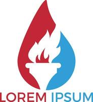 Torch flame logo design. Torch with a burning flame vector. vector