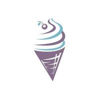 Ice cream in the waffle cone logo. Ice cream cone vector icon.