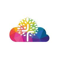 Abstract cloud and tree religious cross symbol icon vector design.