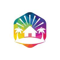 Beach House Logo Design. Beach Resort Logo Design. vector