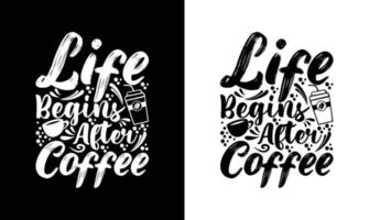 diseño de camiseta con cita de café, tipografía vector