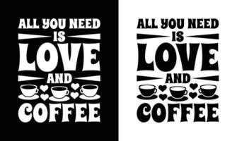 diseño de camiseta con cita de café, tipografía vector