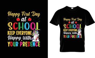 diseño de camisetas del primer día de clases, eslogan de camisetas del primer día de clases y diseño de prendas de vestir, tipografía del primer día de clases, vector del primer día de clases, ilustración del primer día de clases