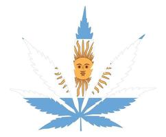 Cannabis leaf flag. The concept of legalization of marijuana, cannabis in Argentina. vector