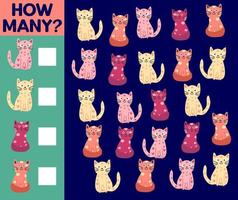 How many Cat, game for children. printable worksheet vector