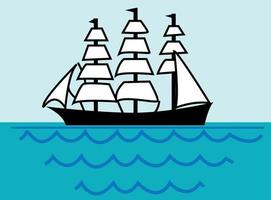 Ancient viking scandinavian draccar, Norman ship sailing vector Illustration on a white background