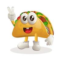 linda mascota de taco con la mano de la paz vector