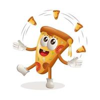 Cute pizza mascot freestyle with pizza vector