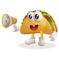 Cute taco mascot holding megaphone vector