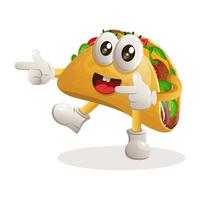 Cute taco mascot playful with pointed hand vector