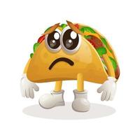 linda mascota de taco con expresión triste vector