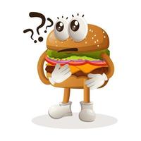 Cute burger asking questions vector