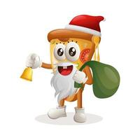 Cute pizza mascot santa claus christmas vector