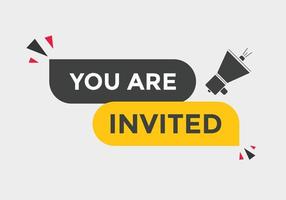 You are invited concept Colorful label sign template. You are invited symbol web banner. vector